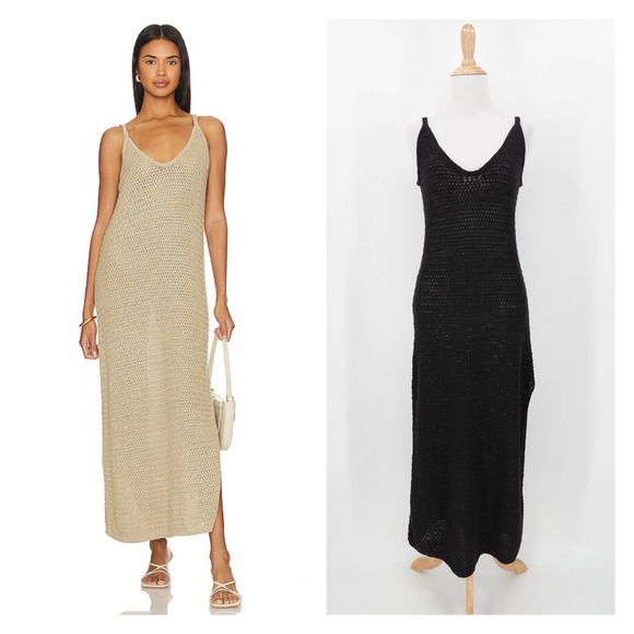 ENZA COSTA Linen Knit Maxi Dress Womens Small Black V-neck Everywhere NWOT ENZA COSTA Linen Knit Maxi Dress Womens Small Black V-neck Everywhere NWOT